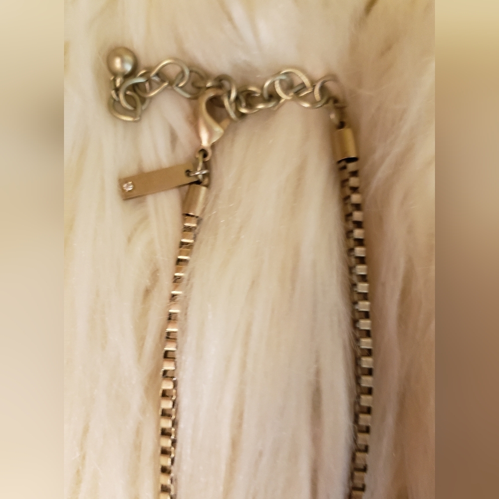 White House Black Market Gold Fan Statement 20" Chain Necklace Fringe Boho - Picture 4 of 5